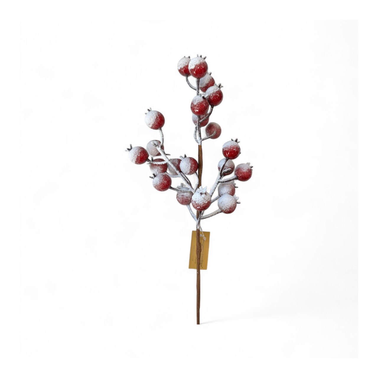 15.5" Red Snow Crabapple Pick – Frosted Faux Berry Stem-224556